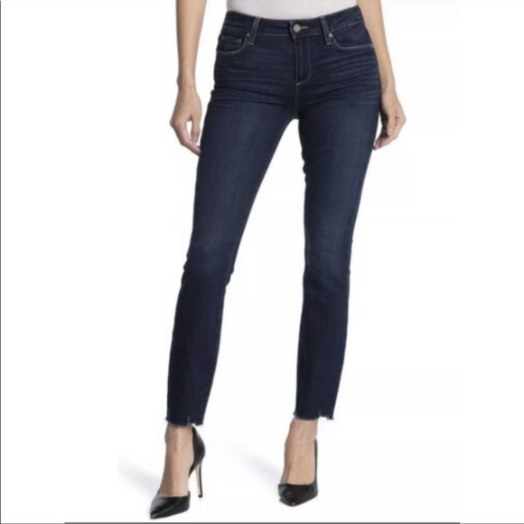 Paige Verdugo Ankle Jeans Distressed Dark Wash Mid Rise Size 31 - Picture 10 of 10